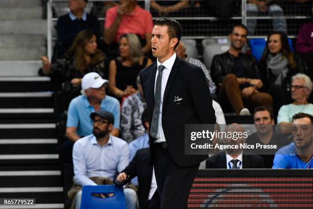 Julien Espinosa coach of Antibes during the Pro A match between Antibes and Le Mans on October 23, 2017 in Monaco, Monaco.