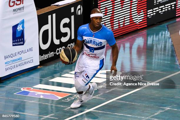 Jerel Blassingame of Antibes during the Pro A match between Antibes and Le Mans on October 23, 2017 in Monaco, Monaco.