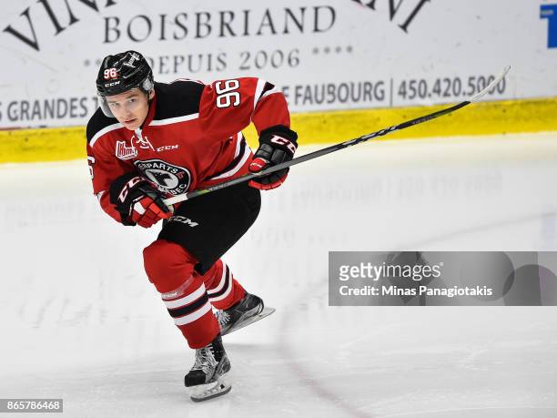 Philipp Kurashev of the Quebec Remparts skates against the Blainville-Boisbriand Armada during the QMJHL game at Centre d'Excellence Sports Rousseau...