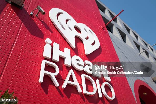 Sign for iHeartRadio music radio, part of the iHeartMedia company, at the company's local headquarters in the South of Market neighborhood of San...