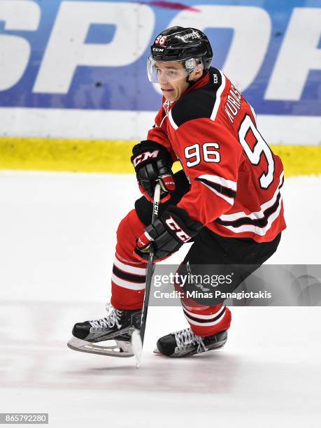 Philipp Kurashev of the Quebec Remparts skates against the Blainville-Boisbriand Armada during the QMJHL game at Centre d'Excellence Sports Rousseau...