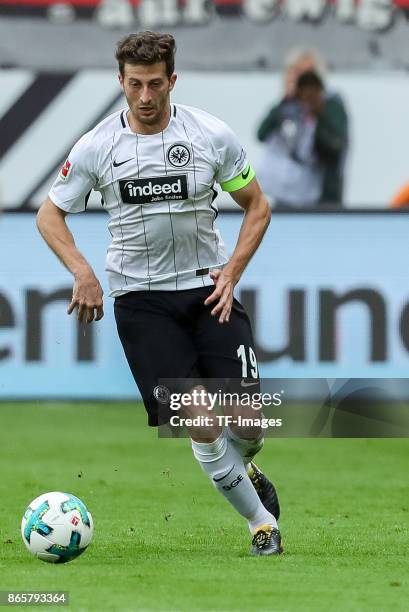 David Angel Abraham of Frankfurt controls the ball during the Bundesliga match between Eintracht Frankfurt and Borussia Dortmund at Commerzbank-Arena...