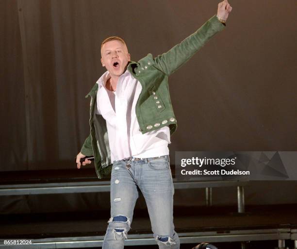 Rapper Macklemore performs onstage during the 5th annual "We Can Survive" benefit concert presented by CBS Radio at the Hollywood Bowl on October 21,...