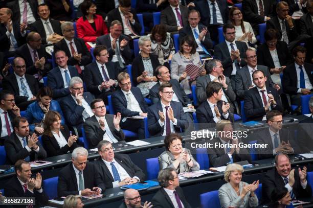 The CDU/CSU-faction of the Bundestag is pictured during the constituent session of the 19th German Parliament on October 24, 2017 in Berlin, Germany....