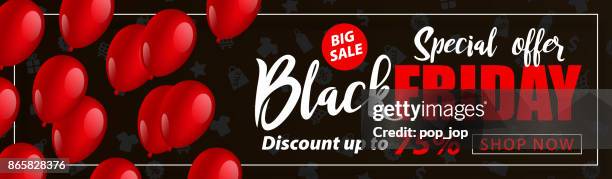 black friday sale flyer with balloons - vector illustration - black friday background stock illustrations