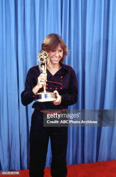 Actress Kristy McNichol holding her Emmy Award in the press room at The 31st Annual Primetime Emmy Awards on September 9, 1979 at the Pasadena Civic...