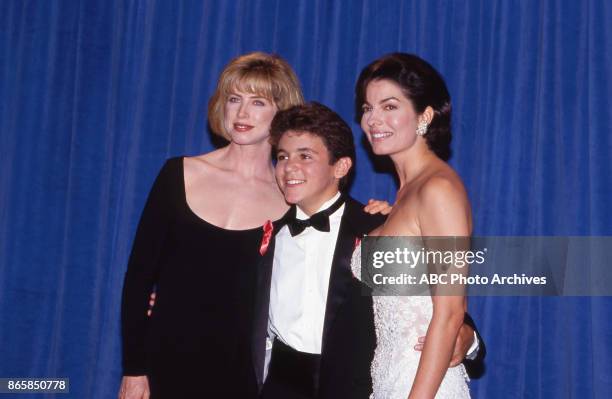 Julianne Phillips, Fred Savage and Sela Ward at The 43rd Primetime Emmy Awards on August 25, 1991 at Pasadena Civic Auditorium in Pasadena,...