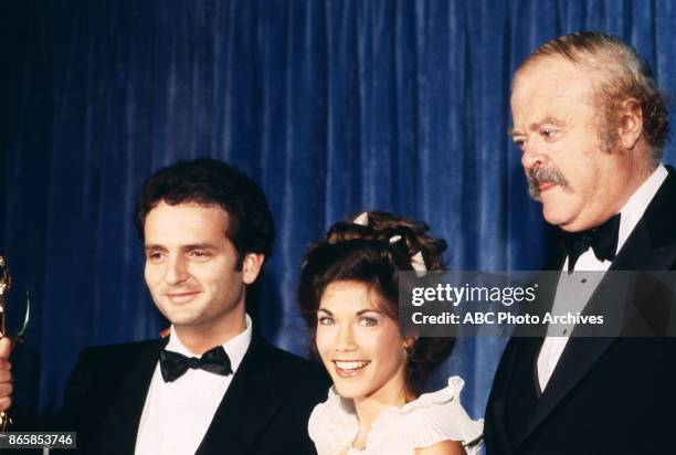 David Chase, Barbi Benton and Pat McCormick at The 32nd Annual Primetime Emmy Awards on September 7, 1980 at the Pasadena Civic Auditorium, California