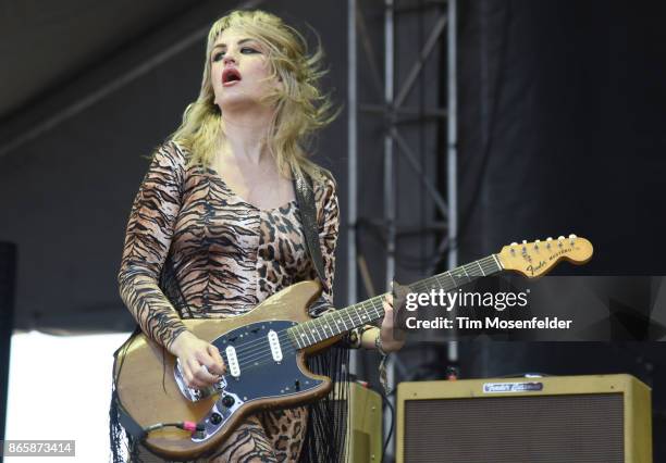 Lindsey Troy of Deap Vlly performs during the Monster Energy Aftershock Festival at Discovery Park on October 21, 2017 in Sacramento, California.