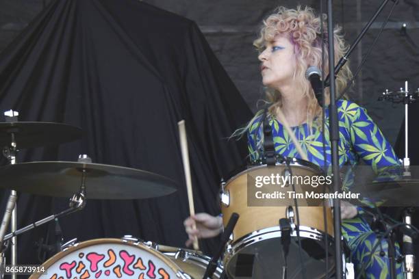 Julie Edwards of Deap Vlly performs during the Monster Energy Aftershock Festival at Discovery Park on October 21, 2017 in Sacramento, California.