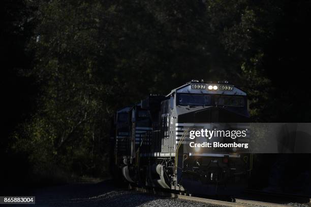 Norfolk Southern Corp. Freight train passes through Burnside, Kentucky, U.S., on Tuesday, Oct. 17, 2017. Norfolk Southern Corp. Is scheduled to...