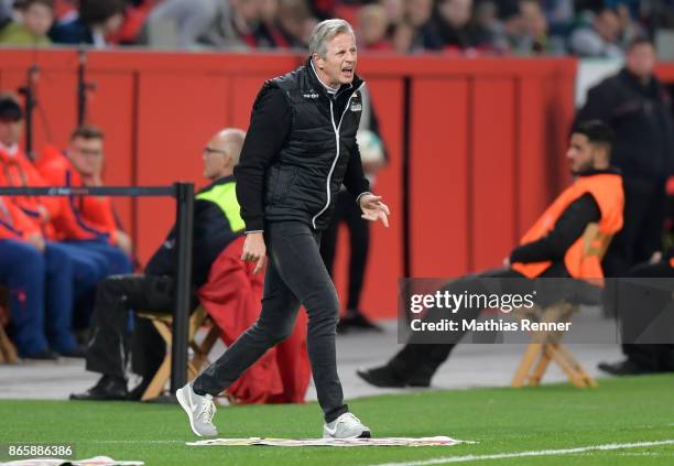 Coach Jens Keller of 1 FC Union Berlin during the game between Bayer 04 Leverkusen and Union Berlin on october 24, 2017 in Leverkusen, Germany.