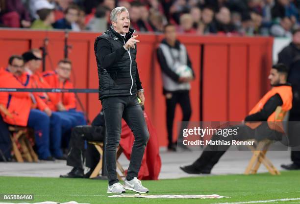 Coach Jens Keller of 1 FC Union Berlin during the game between Bayer 04 Leverkusen and Union Berlin on october 24, 2017 in Leverkusen, Germany.