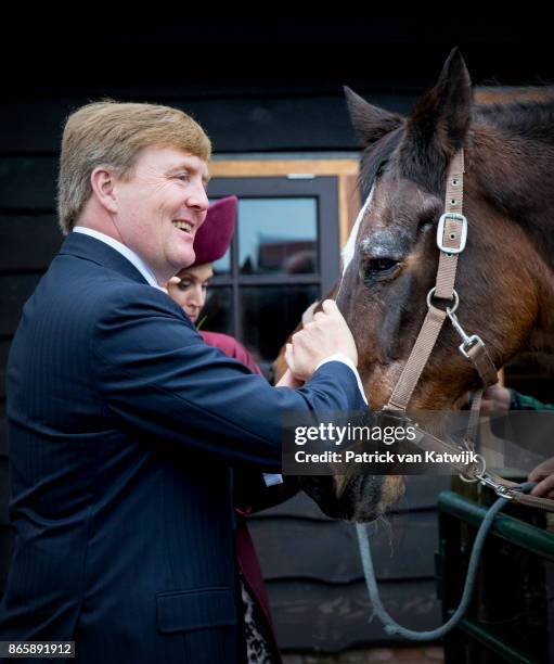 King Willem-Alexander of The Netherlands and Queen Maxima of The Netherlands visit farm Het Gagelgat during there region visit to Eemland on October...