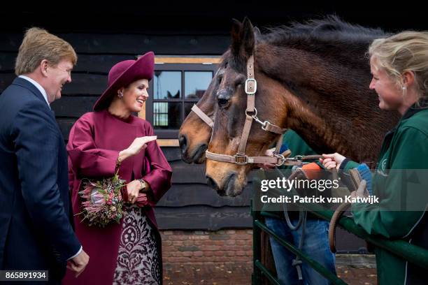 King Willem-Alexander of The Netherlands and Queen Maxima of The Netherlands visit farm Het Gagelgat during there region visit to Eemland on October...