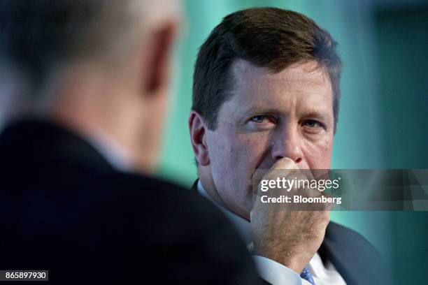 Jay Clayton, chairman of the U.S. Securities and Exchange Commission , listens to a question during an interview at the Securities Industry And...