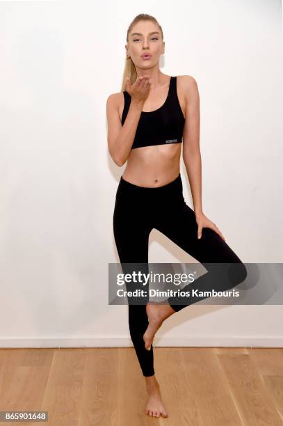 Train Like an Angel with Stella Maxwell in Victorias Secret Angel Max Sport Bra at Sky Ting Yoga on October 24, 2017 in New York City.