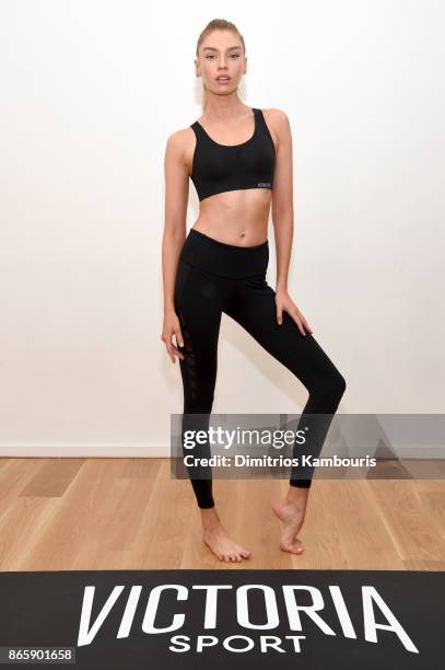 Train Like an Angel with Stella Maxwell in Victorias Secret Angel Max Sport Bra at Sky Ting Yoga on October 24, 2017 in New York City.