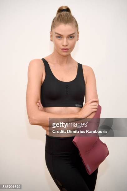 Train Like an Angel with Stella Maxwell in Victorias Secret Angel Max Sport Bra at Sky Ting Yoga on October 24, 2017 in New York City.