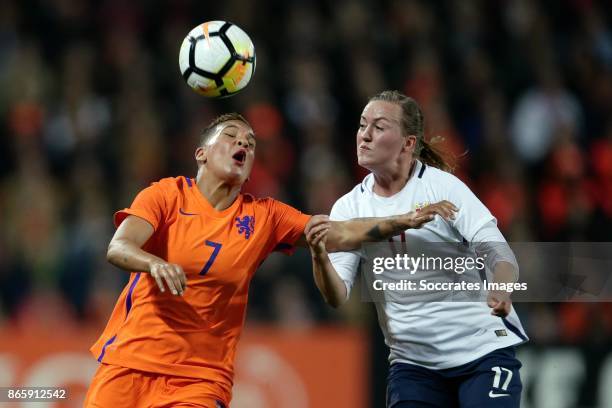 Shanice van de Sanden of Holland Women, Kristine Minde of Norway Women during the World Cup Qualifier Women match between Holland v Norway at the...