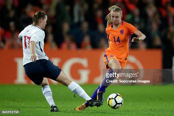 Kristine Minde of Norway Women, Jackie Groenen of Holland Women during the World Cup Qualifier Women match between Holland v Norway at the Noordlease...