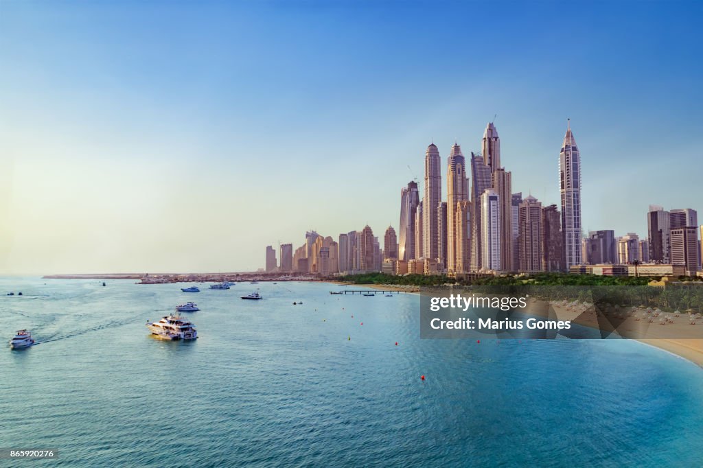 Beach and Skyline of Dubai Marina
