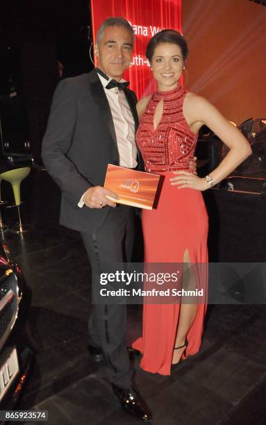 Christian Clerici and Kristina Inhof pose during the Ronald McDonald Kinderhilfe charity event at Messe Wien on October 20, 2017 in Vienna, Austria.