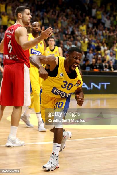 Norris Cole, #30 of Maccabi Fox Tel Aviv in action during the 2017/2018 Turkish Airlines EuroLeague Regular Season Round 3 game between Maccabi Fox...