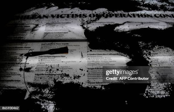 View of documents displayed at the Museum of Memory and Human Rights during "Secrets of State: the Declassified History of the Chilean Dictatorship"...