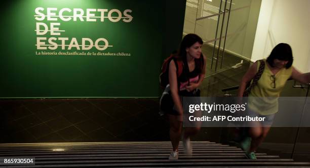 People visit "Secrets of State: the Declassified History of the Chilean Dictatorship" exhibition at the Museum of Memory and Human Rights in Santiago...