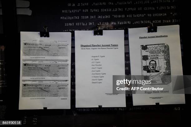 View of documents displayed at the Museum of Memory and Human Rights during "Secrets of State: the Declassified History of the Chilean Dictatorship"...