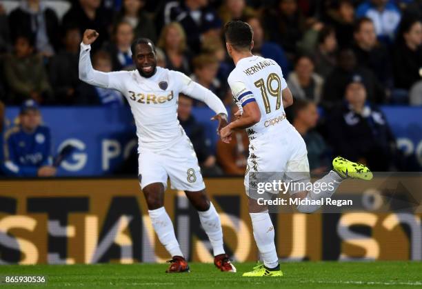 Pablo Hernandez of Leeds United celebrates with Vurnon Anita of Leeds United after scores his sides first goal during the Caraboa Cup Fourth Round...