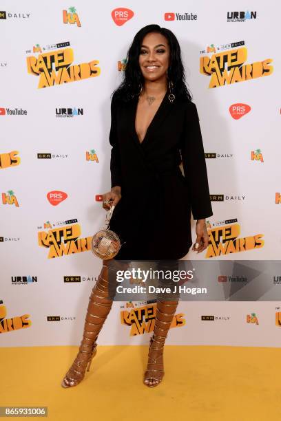 Karis Anderson attends UK Grime and Hip Hop, the KA & GRM Daily RATED AWARDS, at legendary music venue, The Roundhouse on October 24, 2017 in London,...