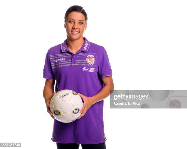 Australian soccer forward Samantha May "Sam" Kerr sits for a portrait session on October 5, 2017 in Sydney, Australia.