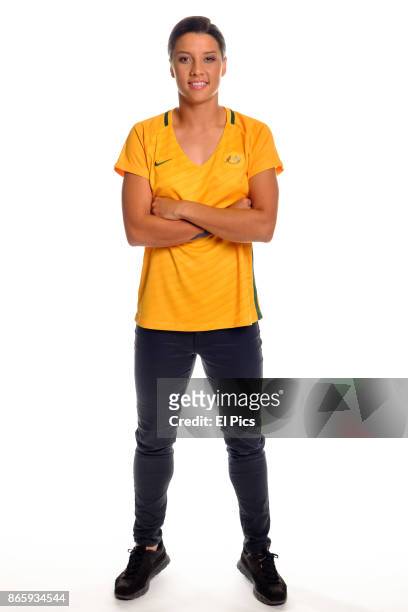 Australian soccer forward Samantha May "Sam" Kerr sits for a portrait session on October 5, 2017 in Sydney, Australia.
