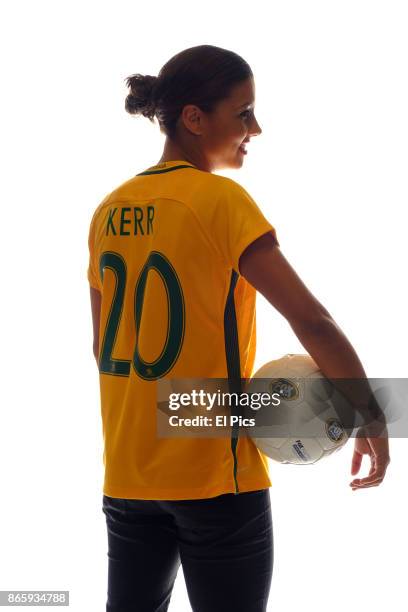 Australian soccer forward Samantha May "Sam" Kerr sits for a portrait session on October 5, 2017 in Sydney, Australia.