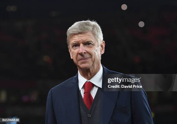 Arsene Wenger the Arsenal Manager before the Carabao Cup Fourth Round match between Arsenal and Norwich City at Emirates Stadium on October 24, 2017...