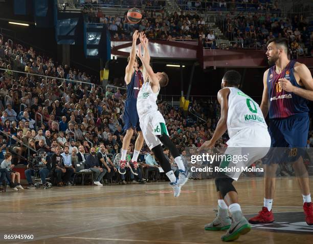 Aleksandar Vezenkov, #14 of FC Barcelona Lassa in action during the 2017/2018 Turkish Airlines EuroLeague Regular Season Round 3 game between FC...