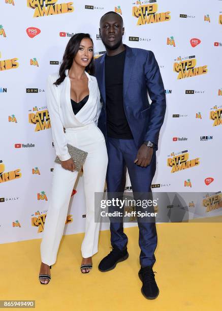 Stormzy and Maya Jama attend The Rated Awards at The Roundhouse on October 24, 2017 in London, England.