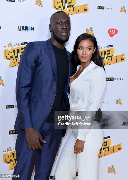 Stormzy and Maya Jama attend The Rated Awards at The Roundhouse on October 24, 2017 in London, England.