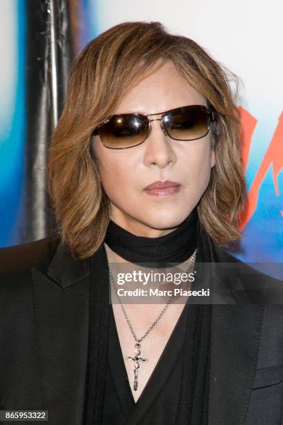 Yoshiki Hayashi attends the 'We are X' Premiere at UGC Cine Cite des Halles on October 24, 2017 in Paris, France.