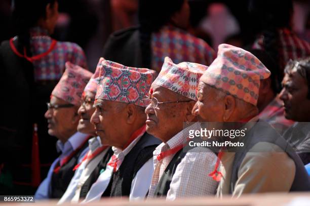 Old Man from Newari community observing inauguration ceremony of Jyapu Museum on the occasion of 72nd United Nations Day in Chyasal, Lalitpur, Nepal...