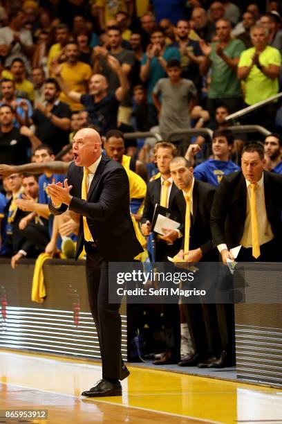 Neven Spahija, Head Coach of Maccabi Fox Tel Aviv during the 2017/2018 Turkish Airlines EuroLeague Regular Season Round 3 game between Maccabi Fox...