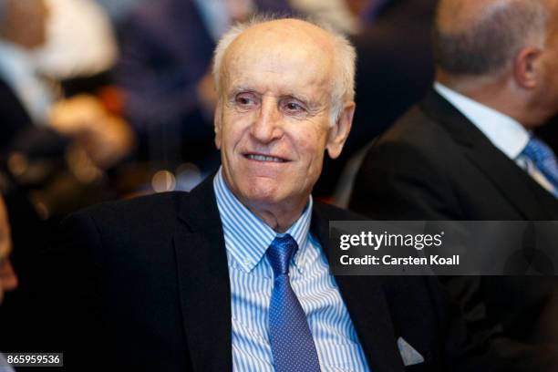 Albrecht Glaser attends the Alternative for Germany faction meeting before the opening session of the new Bundestag on October 24, 2017 in Berlin,...