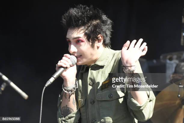 Remington Leith of Palaye Royale performs during the Monster Energy Aftershock Festival at Discovery Park on October 21, 2017 in Sacramento,...