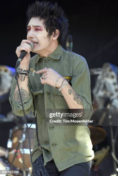 Remington Leith of Palaye Royale performs during the Monster Energy Aftershock Festival at Discovery Park on October 21, 2017 in Sacramento,...