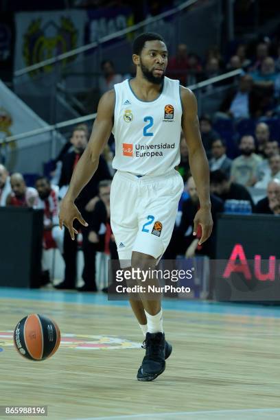 Chasson Randle of Real Madrid during the 2017/2018 Turkish Airlines Euroleague Regular Season Round 3 game between Real Madrid v AX Armani Exchange...
