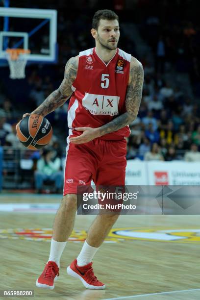 Of AX Armani Exchange Olimpia Milan during the 2017/2018 Turkish Airlines Euroleague Regular Season Round 3 game between Real Madrid v AX Armani...