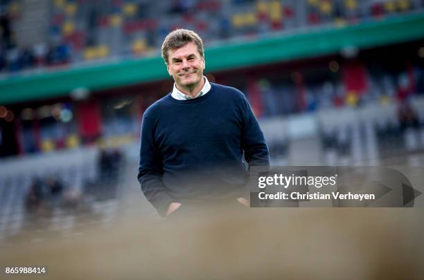 Head Coach Dieter Hecking of Borussia Moenchengladbach ahead the DFB Cup match between Fortuna Duesseldorf and Borussia Moenchengladbach at...