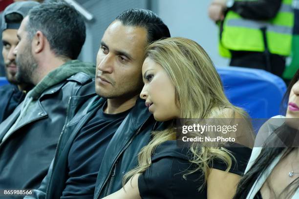 Keylor Navas and Andrea Salas during the 2017/2018 Turkish Airlines Euroleague Regular Season Round 3 game between Real Madrid v AX Armani Exchange...